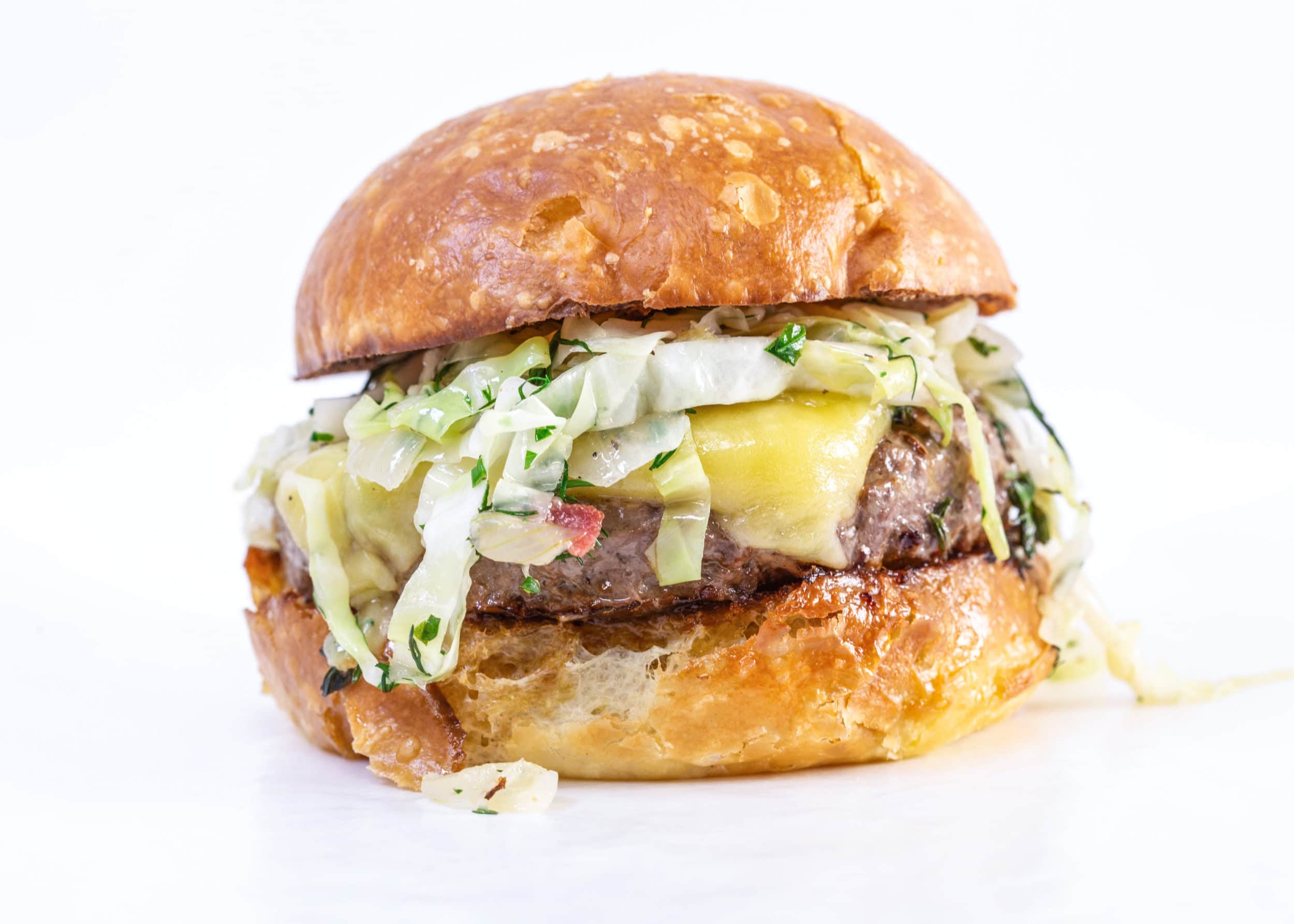 Paddy Patties: Rachael's Irish Burgers with Cheddar and Warm Bacon Slaw