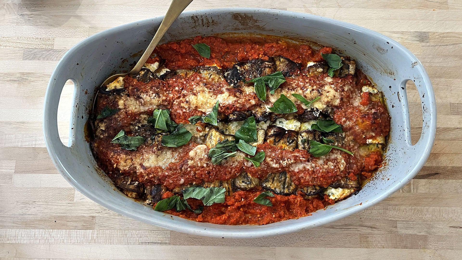 Four Cheese Stuffed Eggplant Rolls (Involtini di Melanzane ai Quattro Formaggi)