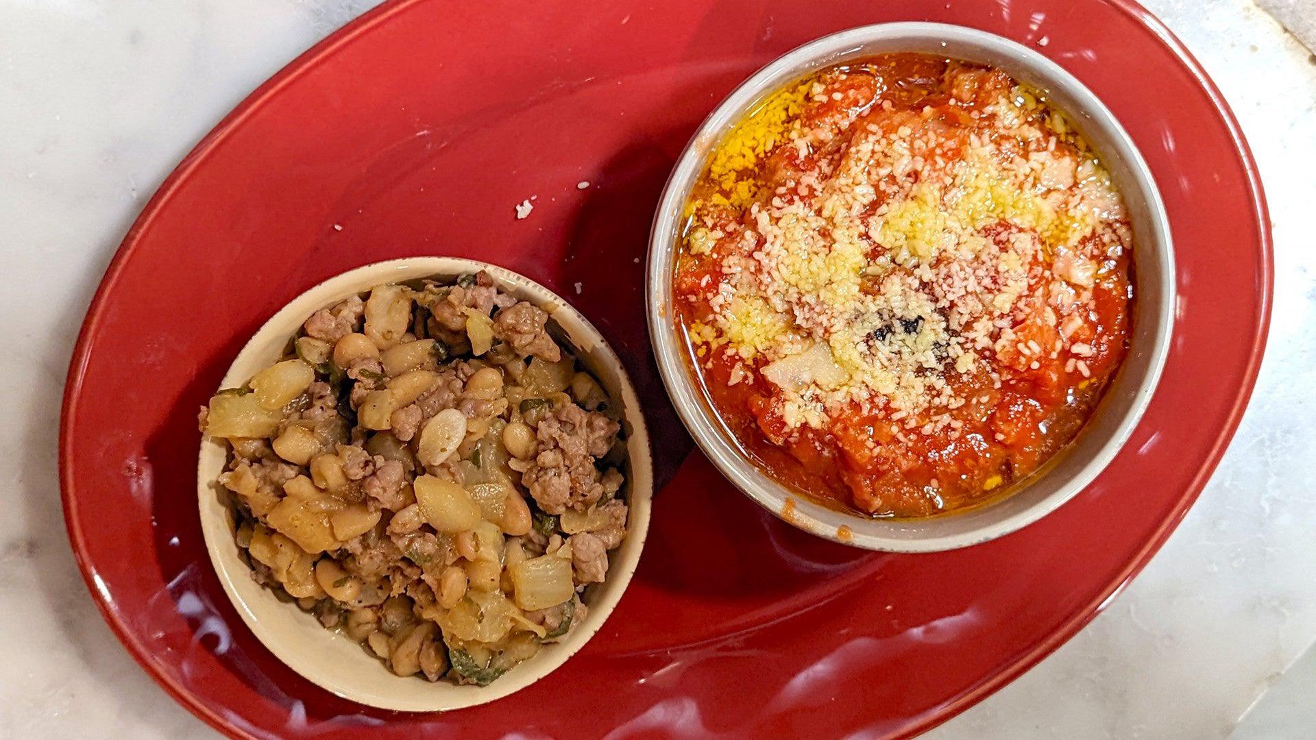 Tuscan-Style Country Supper: Pappa al Pomodoro (Bread & Tomato Soup) + Sausage & White Beans with Sage