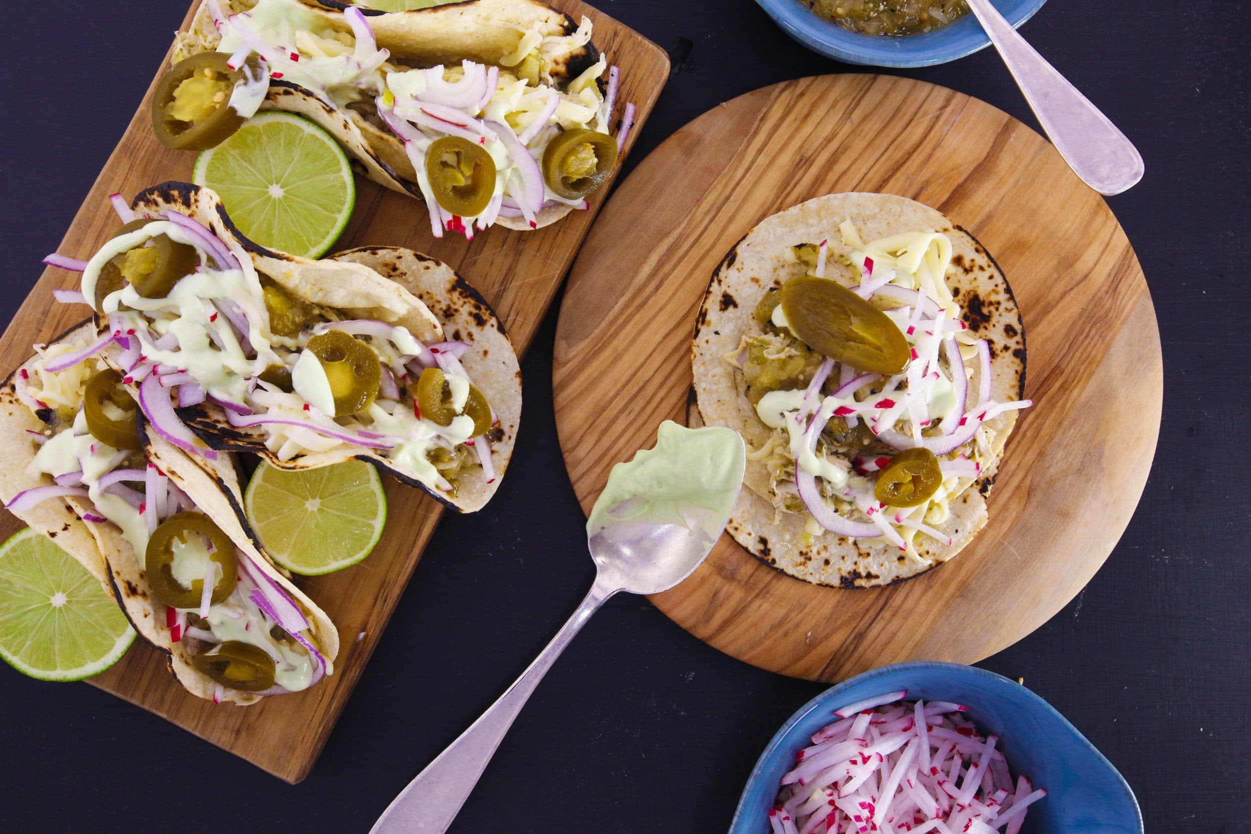 Charred Salsa Verde Suiza Tacos