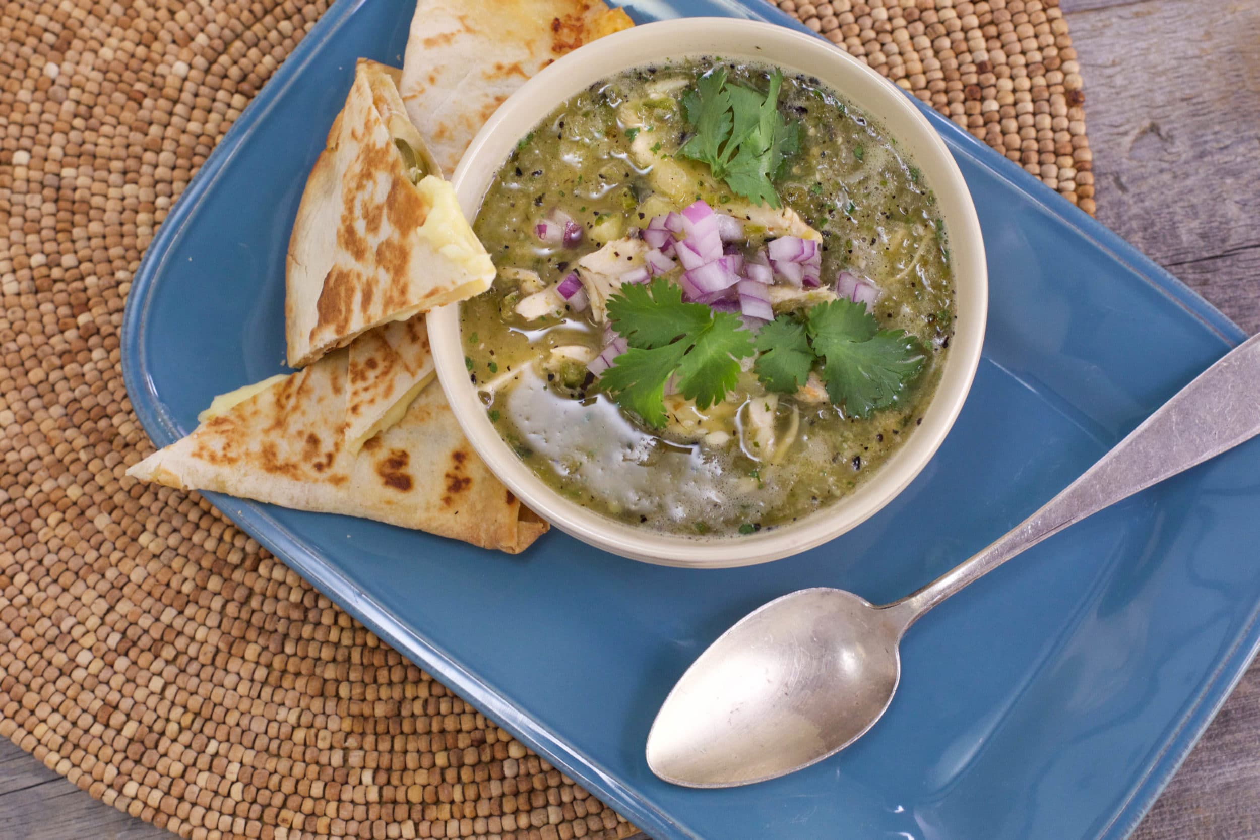 Chicken Suizas Soup and Quesadillas