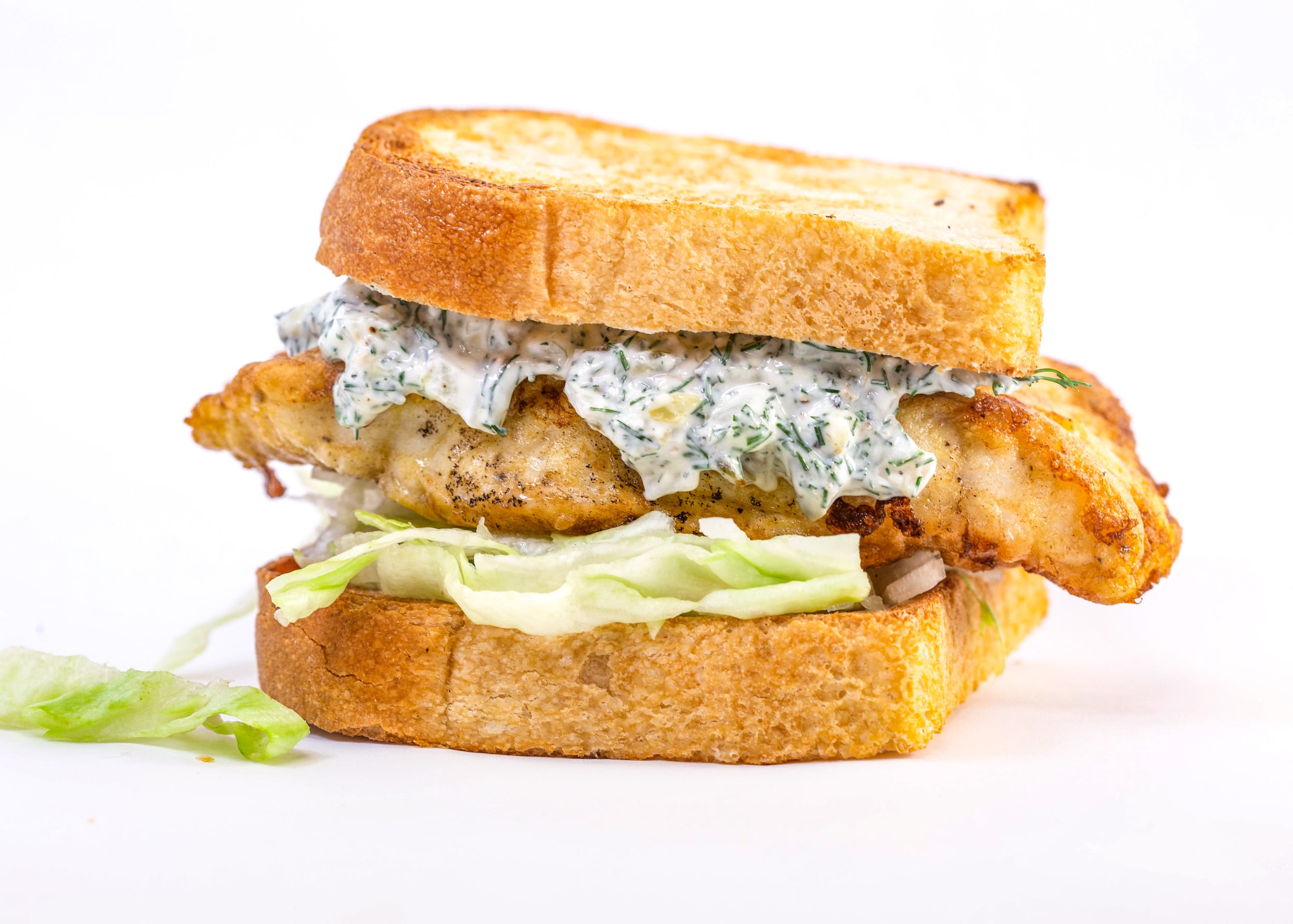 Rachael's Egg-Battered Fishwich on Toast with Yogurt Tartar Sauce