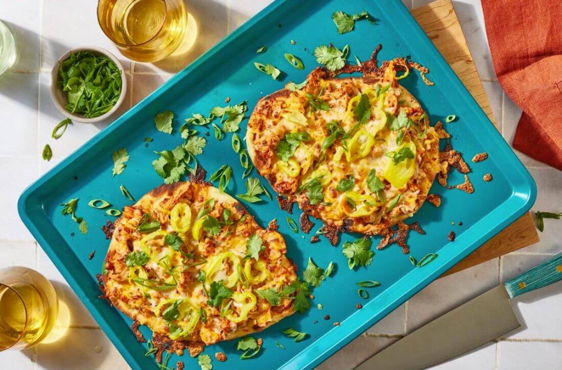 Vegetarian BBQ Classic Cutlet ‘Pizza’ on Naan Bread