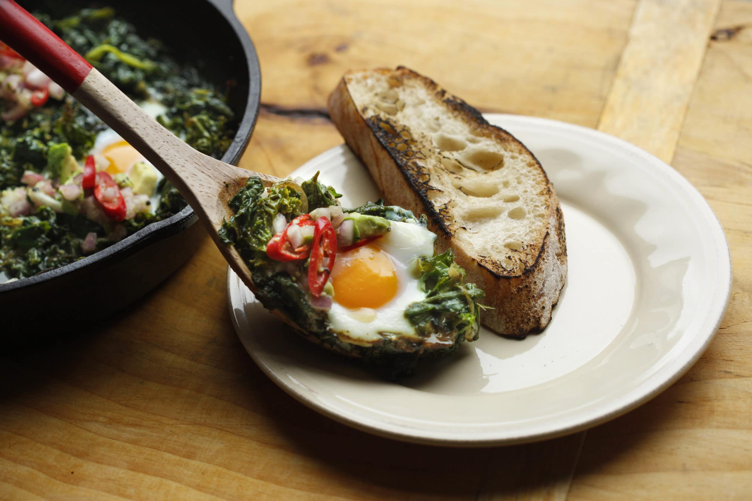 Green Shakshuka with Avocado Topping