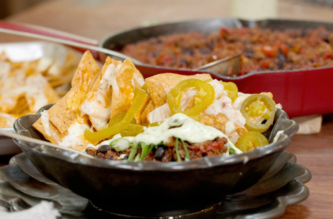 Beef 'n' Black Bean Chili with Cheesy Chips to Dip