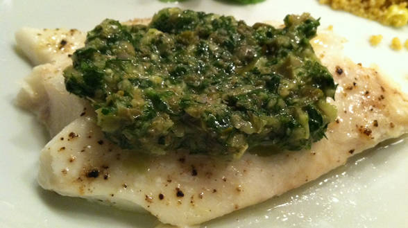 Halibut and Green Sauce