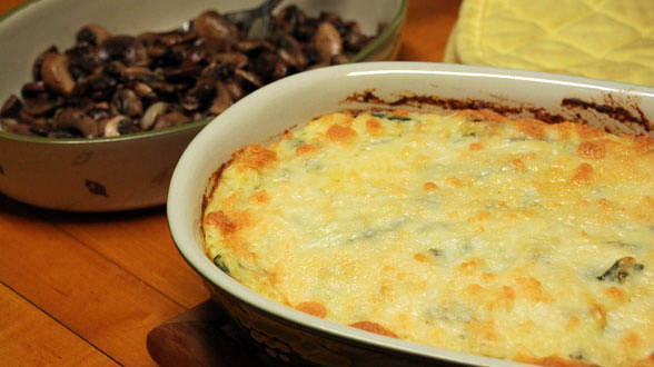 Roasted Mushrooms, Parsnip, Potatoes and Spinach Casserole