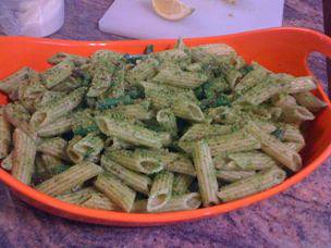 Three Vegetable Penne with Tarragon-Basil Pesto