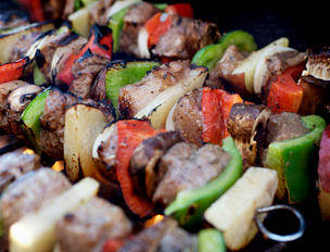 Greek Kabobs and Orzo Pilaf with the Works