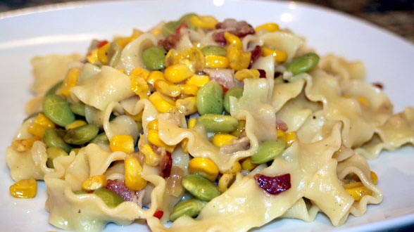 Flat Pasta with Creamy Corn