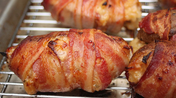 Onion Dip-Stuffed Pig Skins