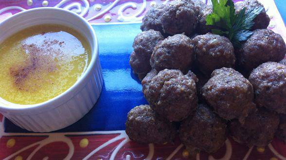 "Moneyballs" - Turkey Pesto Meatballs with Lemon Saffron Aioli