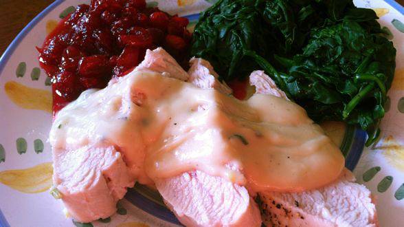 Roasted Turkey Breast with Creamy Gravy and Cranberry Pomegranate Sauce