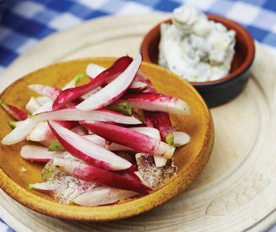 Ice-Cold Carrots, Radishes and Beets with Potted Anchovy and Lemon Butter