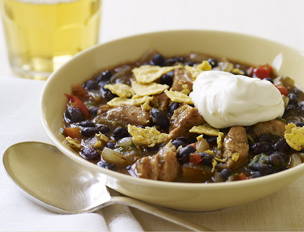 Rollover Roast Pork and Black Bean Chili