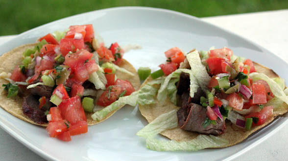 Sliced Steak Tacos with Bloody Maria Salsa