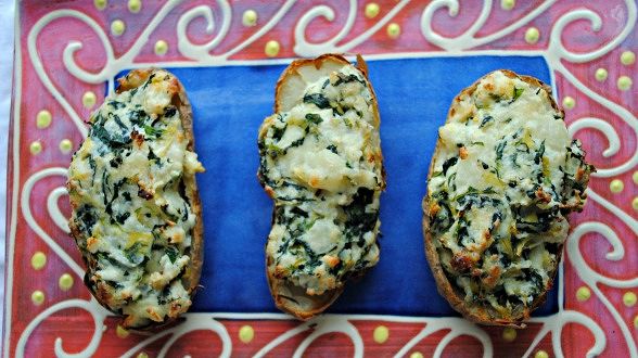 Spinach Artichoke Potato Skins