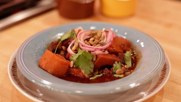 Pork Stew with Ancho Chilies and Squash