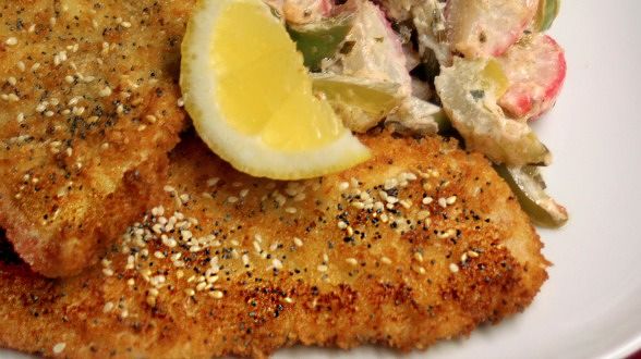 Everything Chicken Schnitzel and Ranch-Style Creamy Veggies