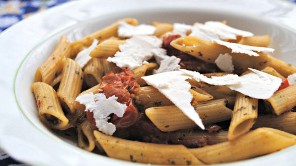 Burst Cherry Tomato and Chimichurri Penne