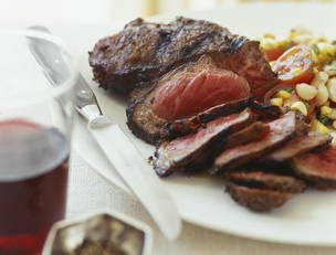 Sliced Spice Steak and Succotash Salad