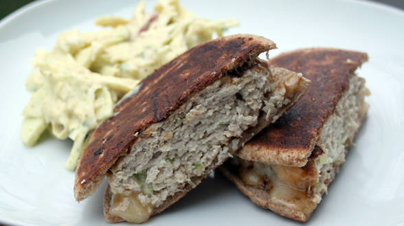 Turkey Patty Melt with Apple Radish Slaw