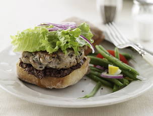 French Country Tuna Burgers, Green Bean Salad and Poutine