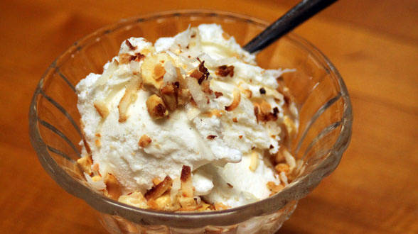 Ice Cream with Toasted Coconut Topping