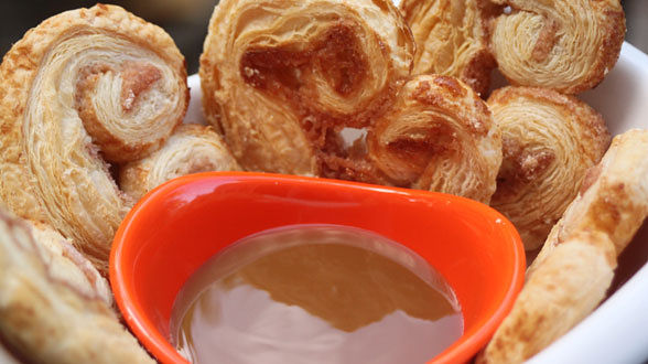 Elephant Ears with Warm Caramel Dipping Sauce