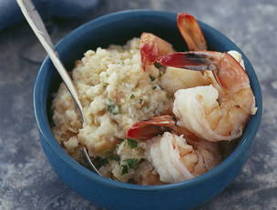 Prawns with AÃ§orda (Savory Bread Porridge)