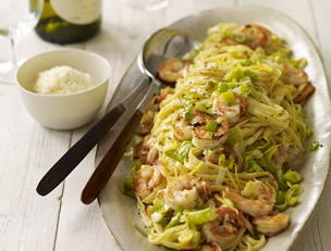 Leeky Linguine with Shrimp