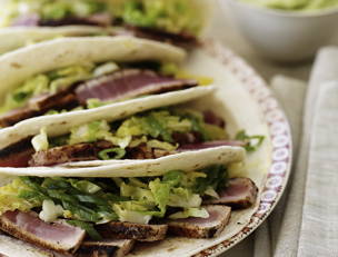 Sliced Tuna Soft Tacos