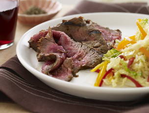 Marinated Flank Steak with Sweet-Hot Slaw