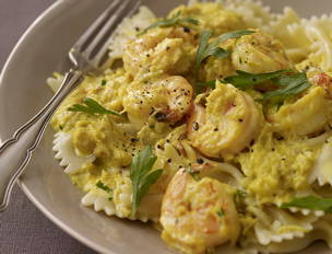 Creamy Saffron Farfalle with Crab and Shrimp