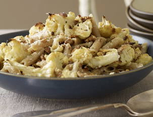 Roasted Cauliflower Penne with Rosemary Cream