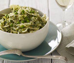 Pistachio-Tarragon Pesto Bowties with Peas and Potatoes