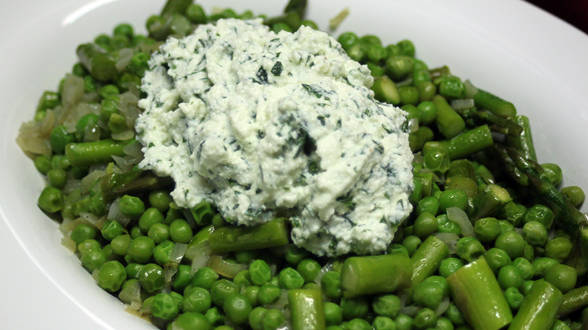 Sautéed Asparagus Tips and Peas