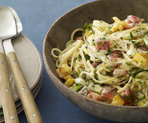 Herb Butter-and-Goat Cheese Linguine with Fresh Tomatoes