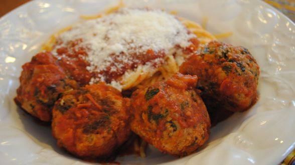 Chicken Parm Meatballs and Spaghetti