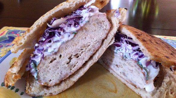 Lamb Burgers with Garlic Yogurt Sauce and Pita