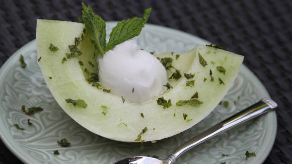 Green Melon with Lime and Lemon Sorbet