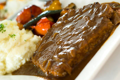 Salisbury Steak with Mashed Potatoes and Parsnips and Cress