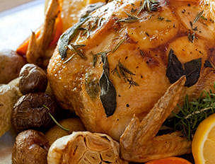 Roast Chicken Dinner with Roasted Garlic Gravy