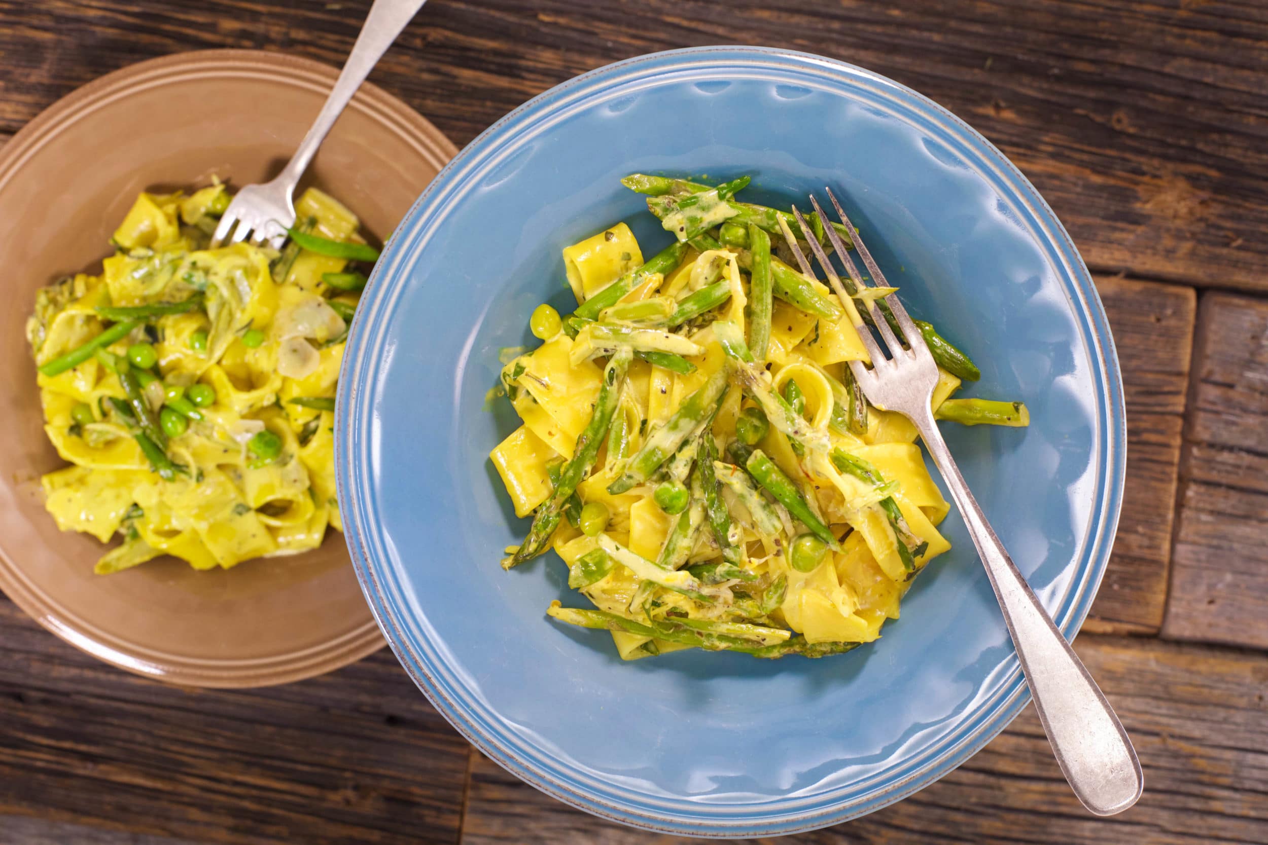 Pasta Primavera with Saffron Cream