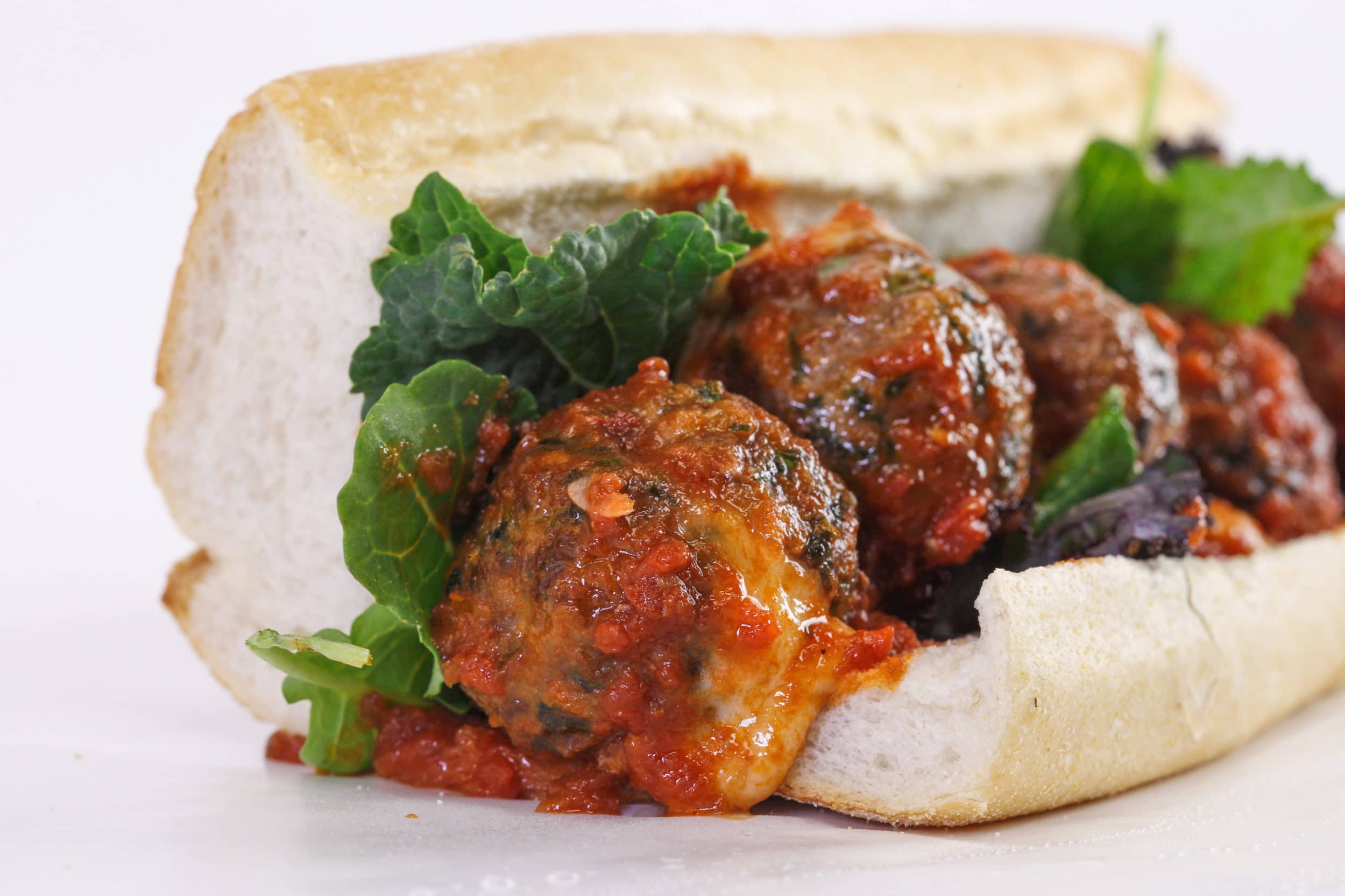 Rachael's Provolone Stuffed Broccoli Rabe Meatball Heroes