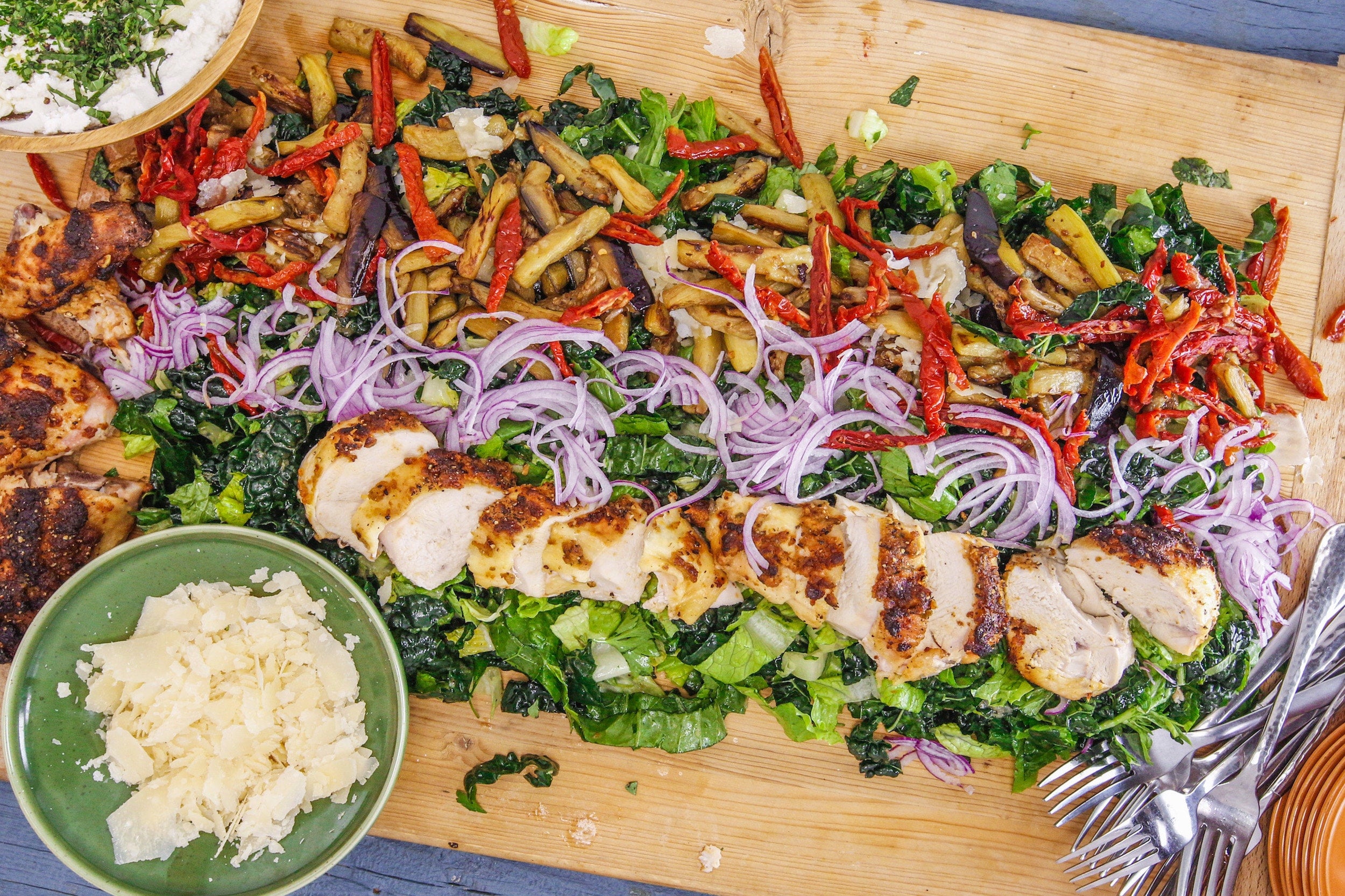 Rachael's Sun-Dried Tomato Roast Chicken and Eggplant Statement Salad