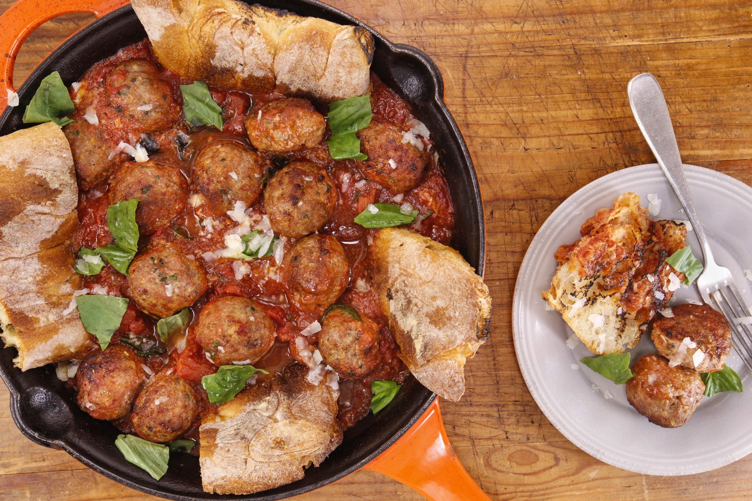 Roasted Meatballs in Tomato-Basil Sauce