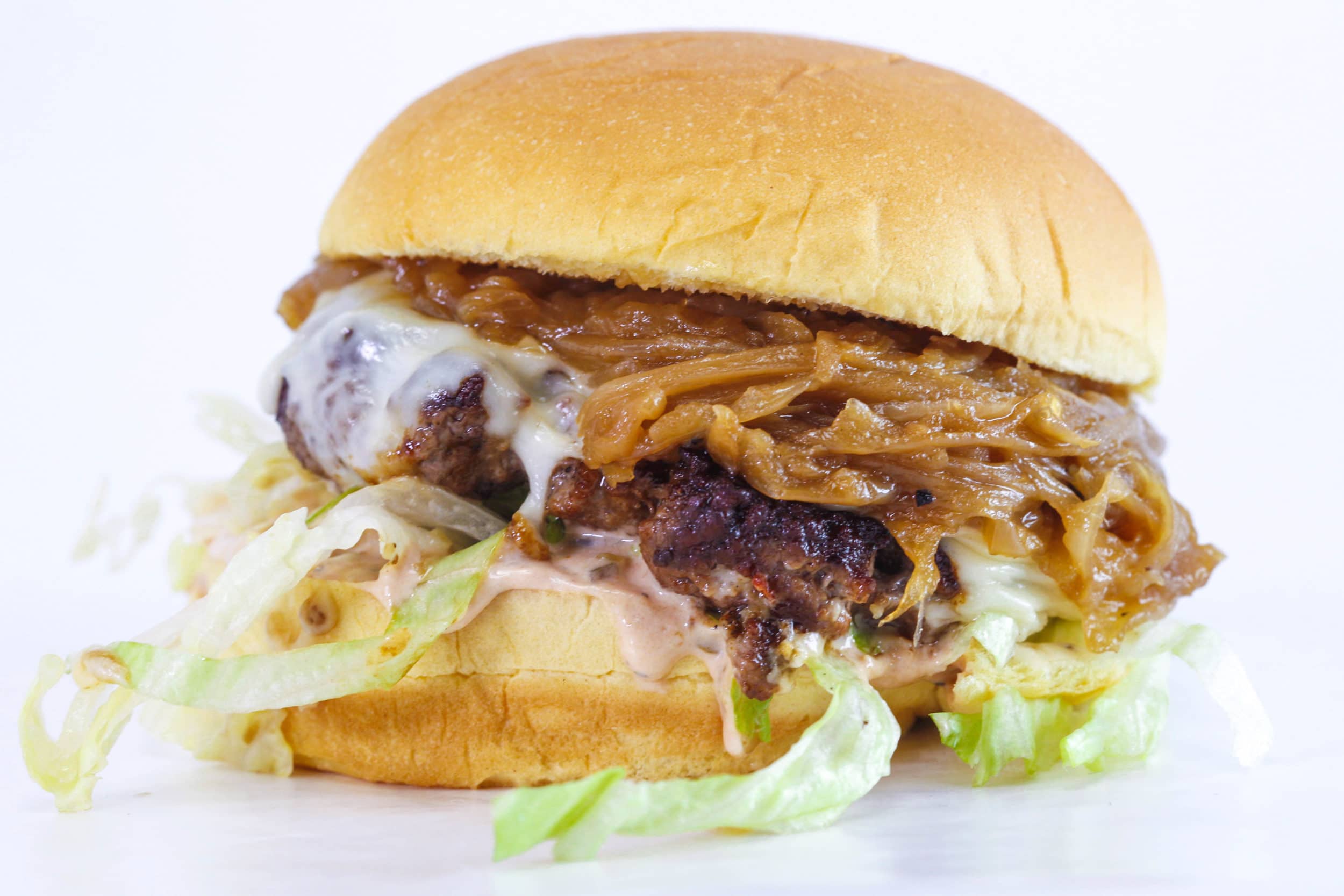 Sweet Onion Burgers and Vinegar Oven Fries