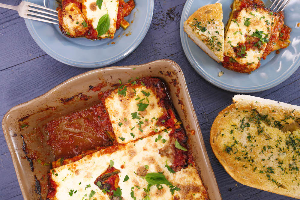 Zucchini Parm and Garlic Bread