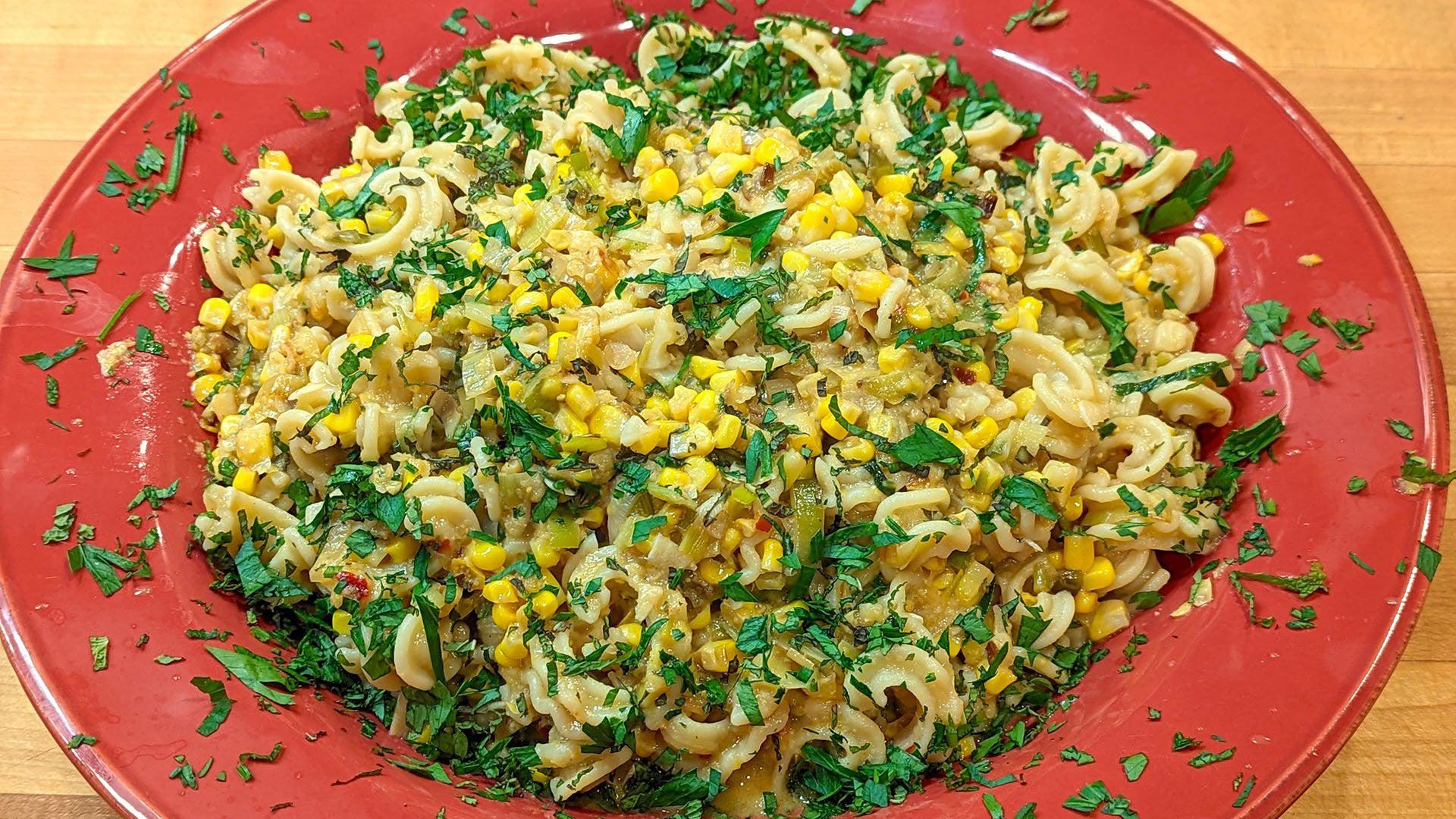 Creamy Corn and Leek Pasta